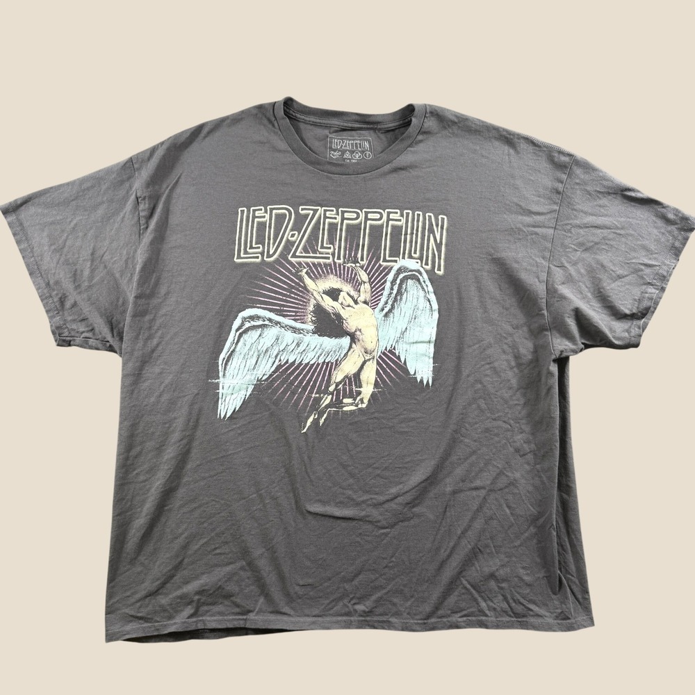 Led Zeppelin T Shirt Men XXL Gray Swan Song Icarus Graphic Rock Band Music Tee